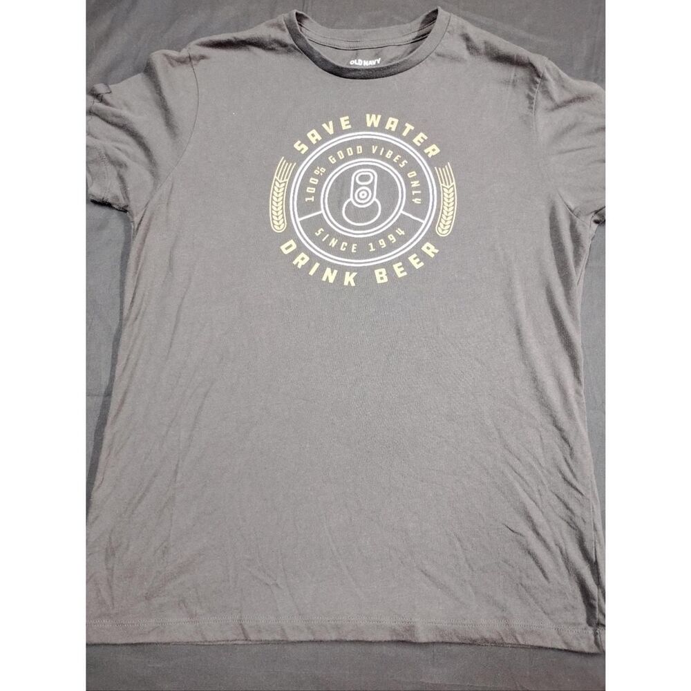 Old Navy Men’s Charcoal Greay "Save Water Drink Beer" Party Brewery Tee